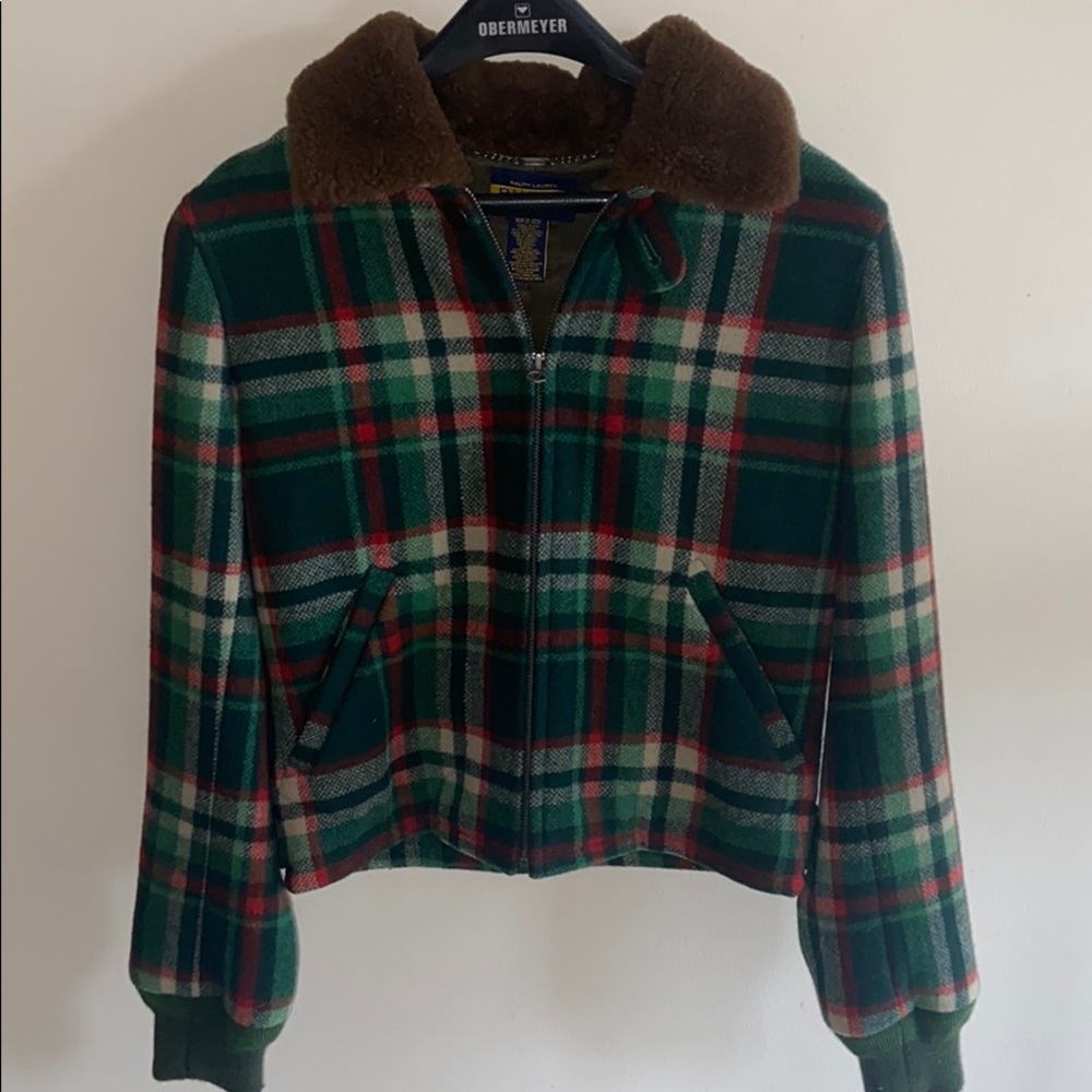Rugby Ralph Lauren Plaid Green Wool Jacket